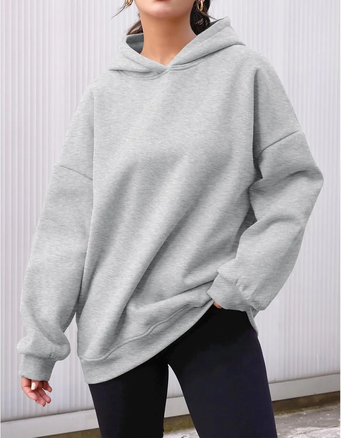 Womens Oversized Hoodies Casual Long Sleeve Hooded Sweatshirts Soft Comfy Solid Fleece Pullover Tops with Pocket