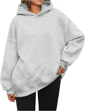 Womens Oversized Hoodies Casual Long Sleeve Hooded Sweatshirts Soft Comfy Solid Fleece Pullover Tops with Pocket