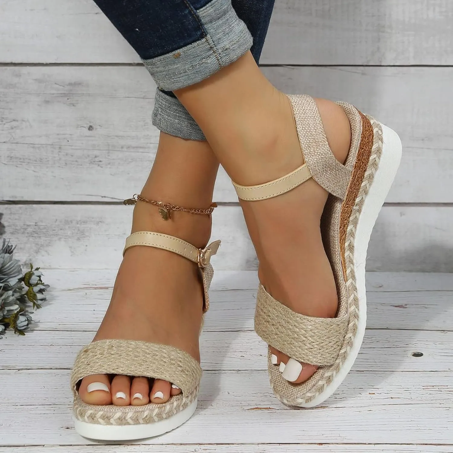 Women's Platform Wedge Sandals Wedge Sandals for Women Walking Beach Soft Sandal Arch Support Slip on Summer