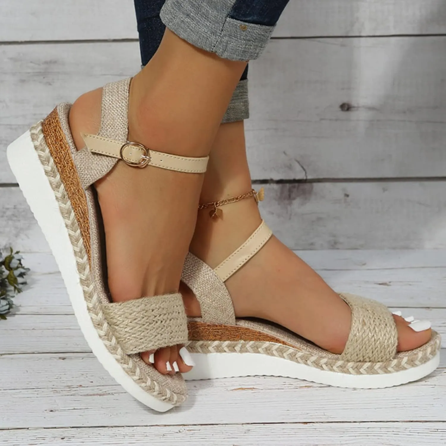 Women's Platform Wedge Sandals Wedge Sandals for Women Walking Beach Soft Sandal Arch Support Slip on Summer