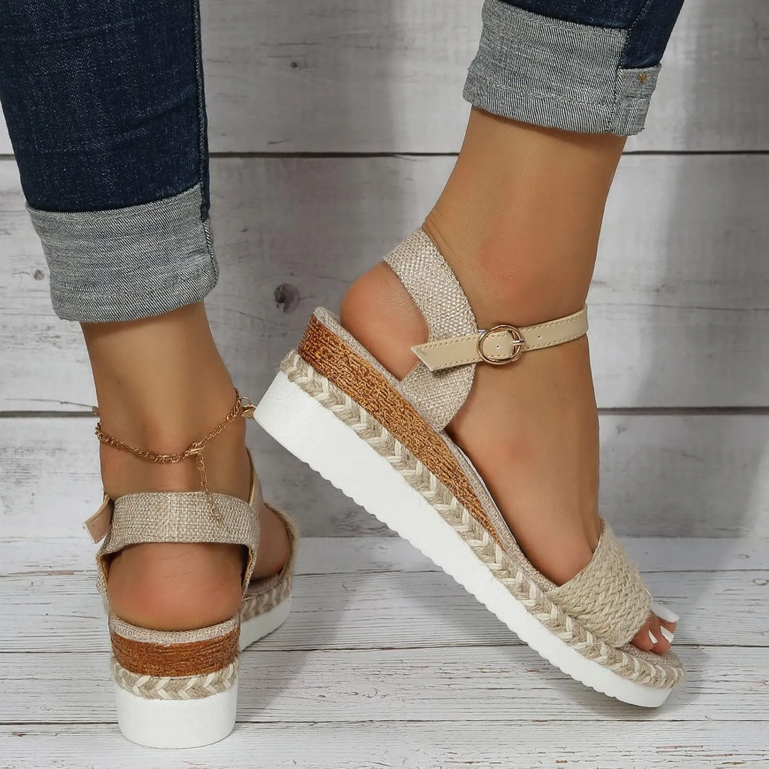 Women's Platform Wedge Sandals Wedge Sandals for Women Walking Beach Soft Sandal Arch Support Slip on Summer