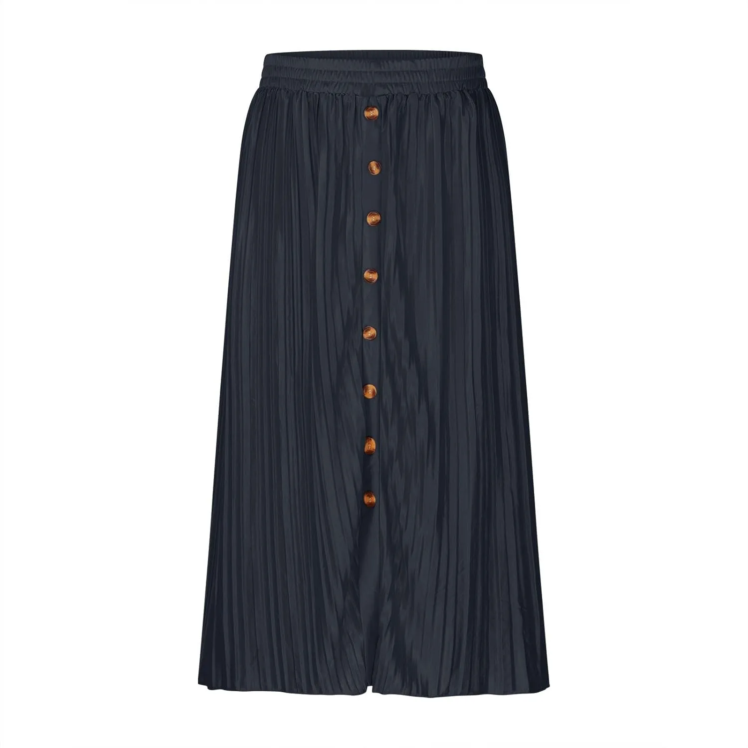 Women's Pleated Midi Skirt Flowy Summer Pleated High Waisted Casual Button Front Skirts with Pockets