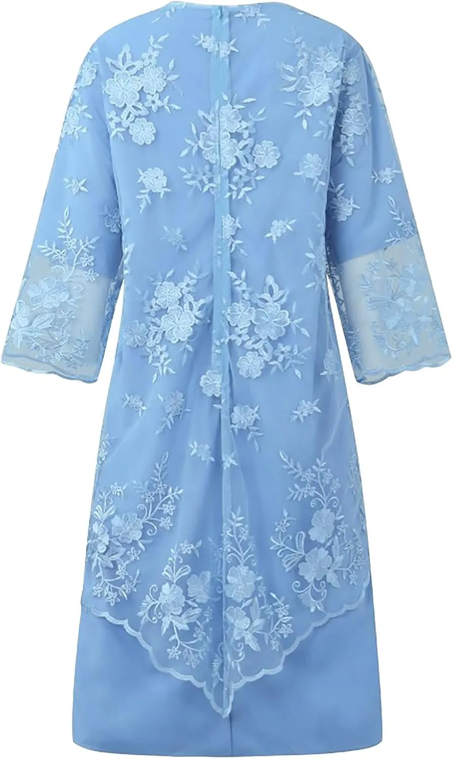 Women's Plus Size Lace Dress 3/4 Sleeve Elegant Mother of The Bride Dresses Formal Evening Party Outfit