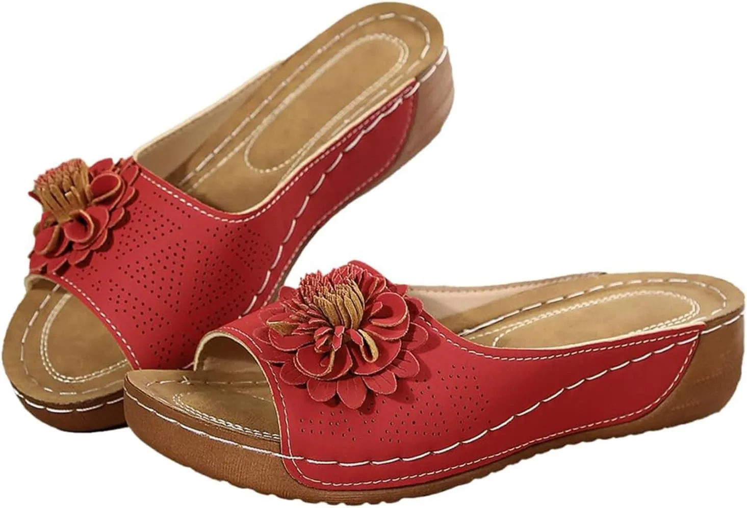 Women's Sandals Open Toe Flowers Arch Support Orthopedic Sandals Wedge Platform Roman Slippers Casual Summer Comfortable Beach Shoes