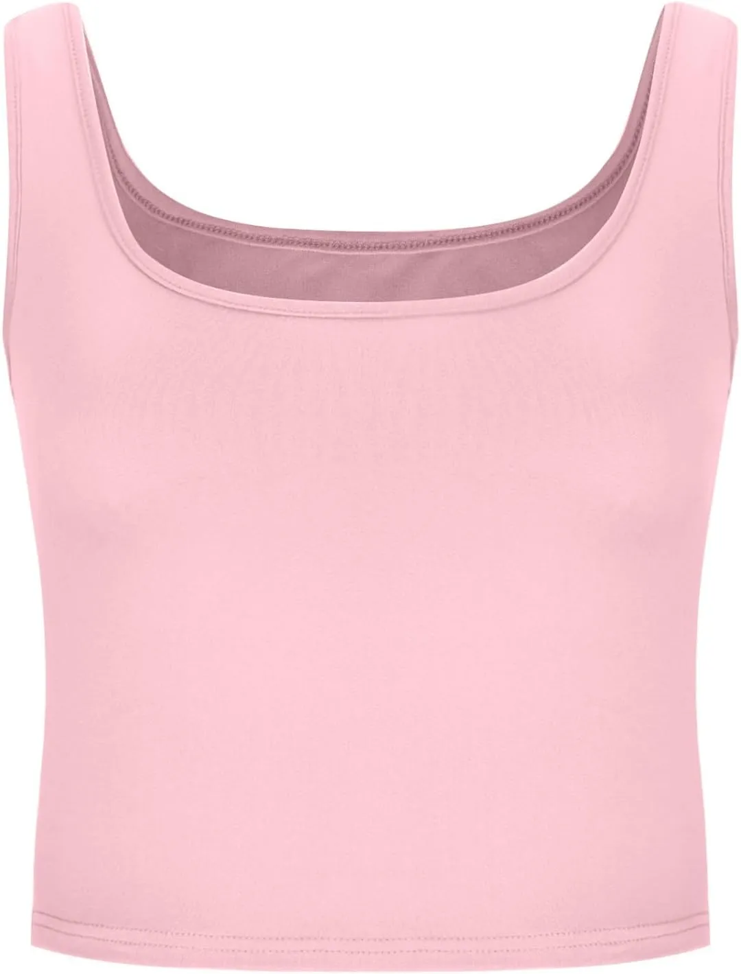 Women's Sleeveless Square Neck Sports Tank, Summer Elastic Slim Fit Athletic Workout Crop Cami Comfy Breathable Tops