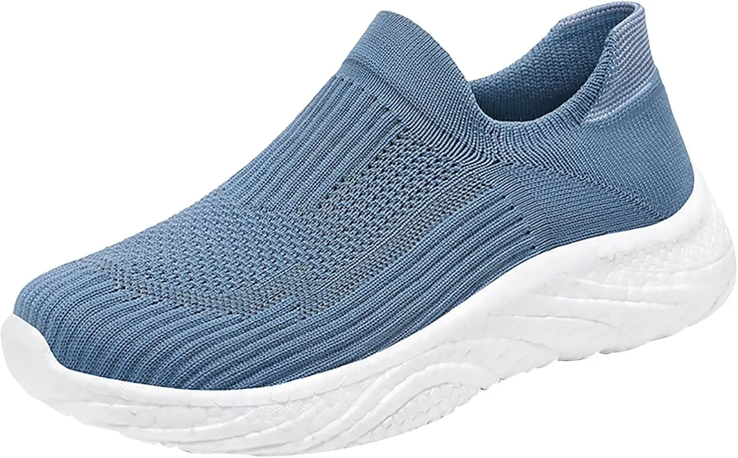 Women's Slip On Shoes Size 40 Breathable Woven Walking Sneakers with Foam Cushioning Footwear (3.5 UK Navy)