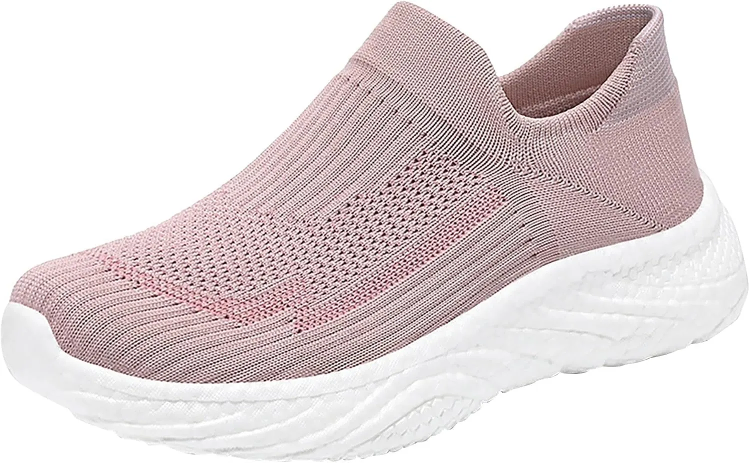 Women's Slip On Shoes Size 40 Breathable Woven Walking Sneakers with Foam Cushioning Footwear (3.5 UK Soft red)