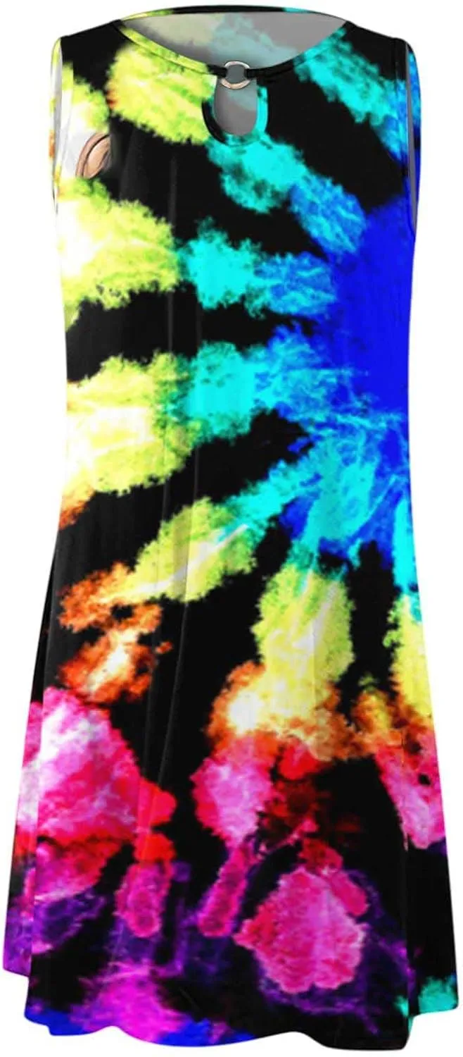 Womens Summer Boho Beach Dress Floral Print Short Sleeve Tshirt Dress Casual Loose Sundress Vacation Mini Dress
