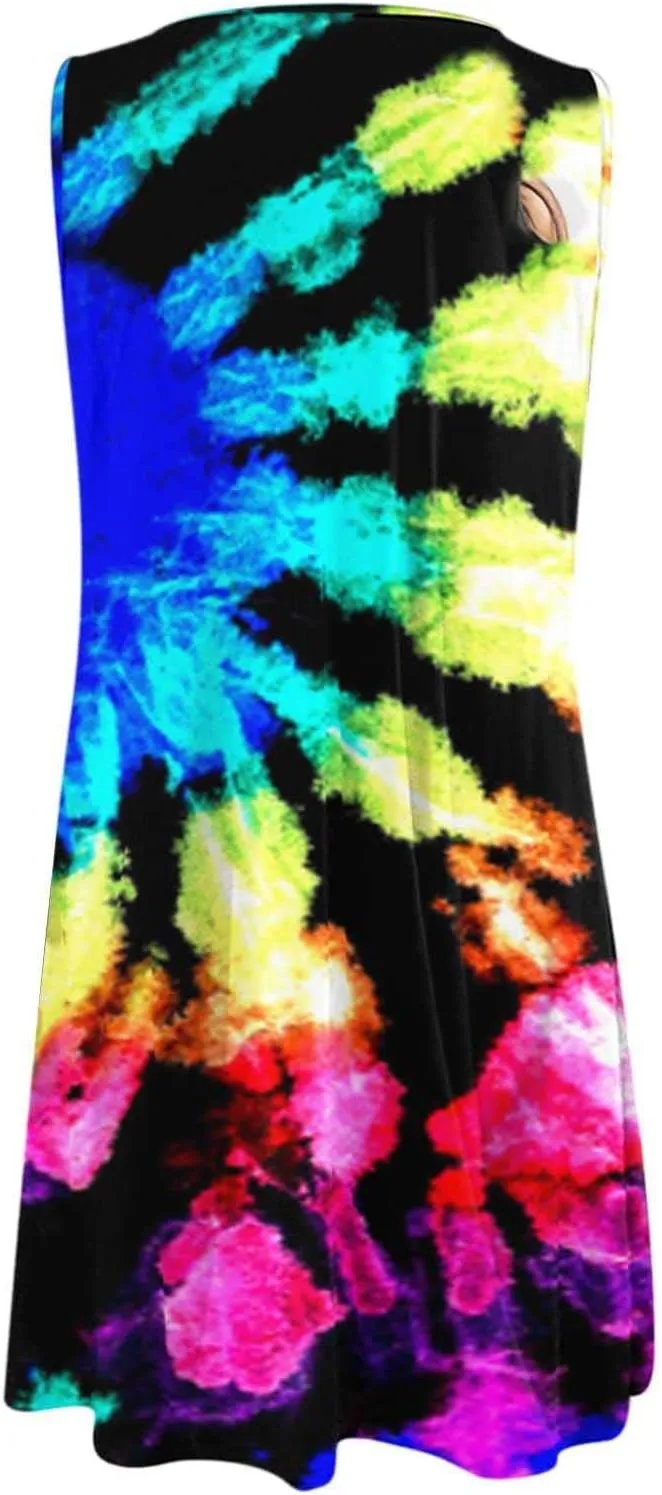 Womens Summer Boho Beach Dress Floral Print Short Sleeve Tshirt Dress Casual Loose Sundress Vacation Mini Dress