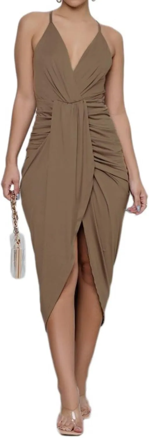 Womens Summer Casual Boho Sundress Sleeveless Spaghetti Strap V Neck Empire Waist Flowy Beach Vacation Party Dress