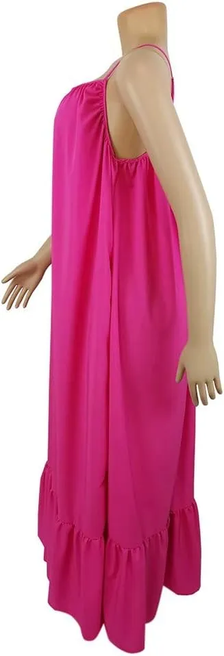 Women's Summer Casual Sleeveless Strappy Backless Maxi Dress Pleated Tiered Flowy Beach Vacation Long Dresses Sundress