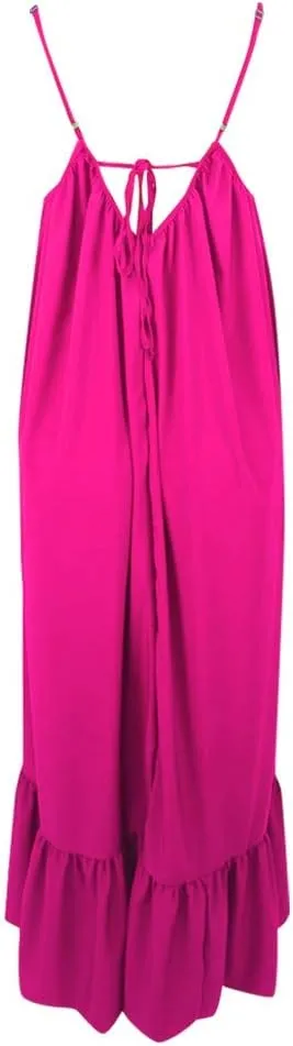 Women's Summer Casual Sleeveless Strappy Backless Maxi Dress Pleated Tiered Flowy Beach Vacation Long Dresses Sundress