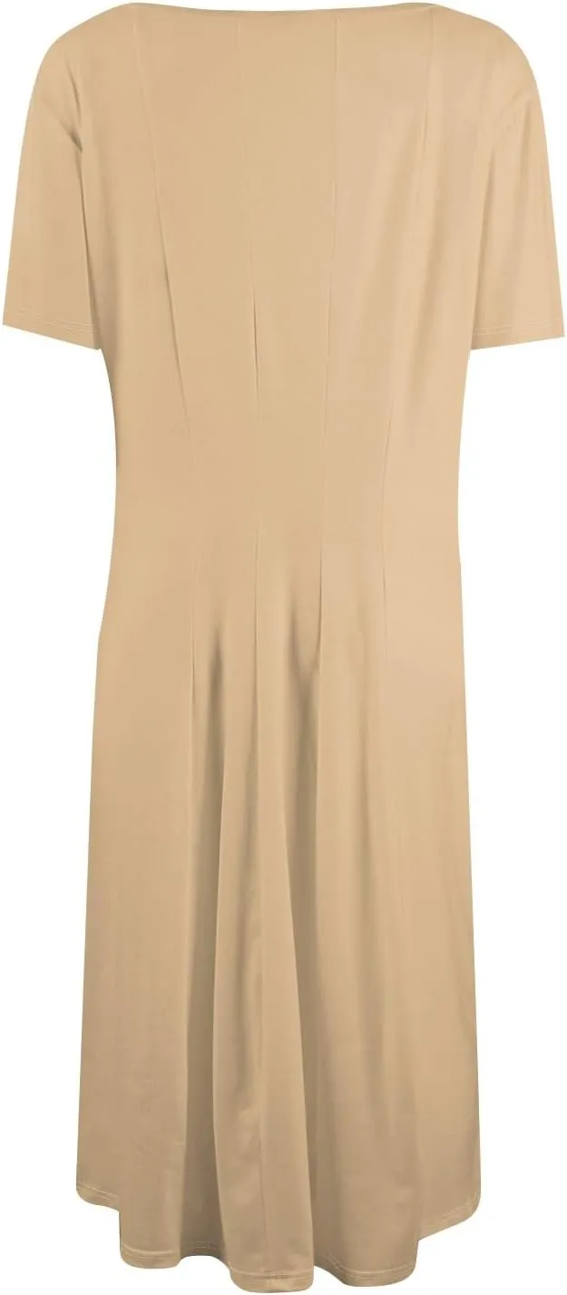 Women's Summer Dresses 2025 Casual Loose Trendy Short Sleeve Crew Neck Solid Color Gradient Midi Dress Plus Size, S-3XL