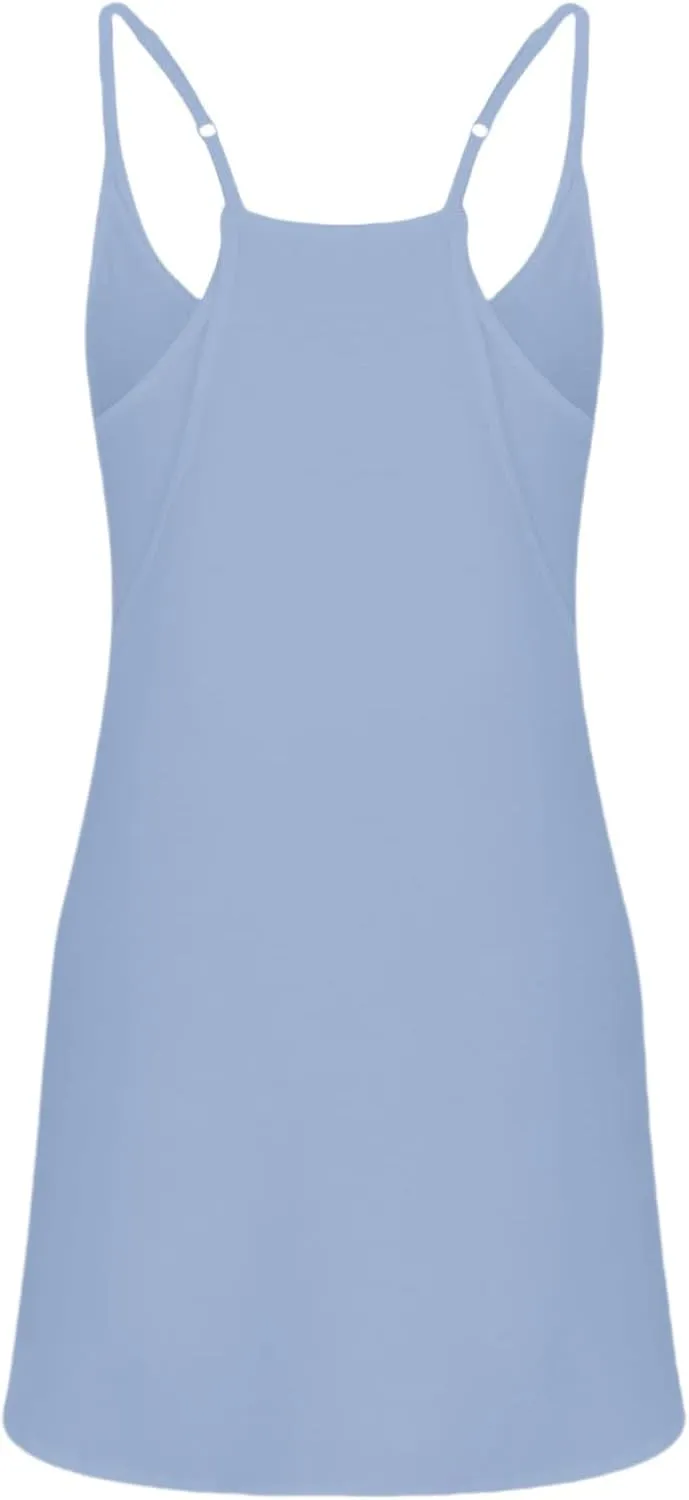 Womens Summer Sleeveless Dress 2025 Tennis Workout Active Sports Mini Romper Dress Built in Shorts Travel Vacation Clothes