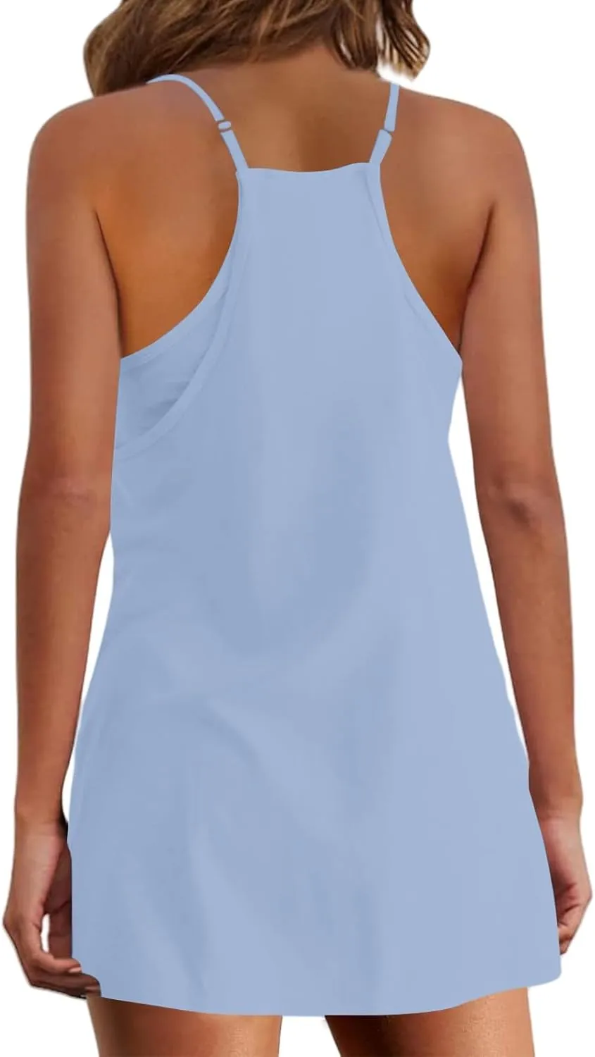 Womens Summer Sleeveless Dress 2025 Tennis Workout Active Sports Mini Romper Dress Built in Shorts Travel Vacation Clothes
