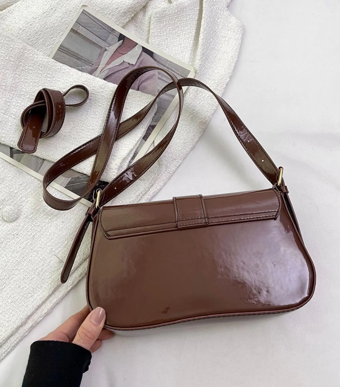 Women's Underarm Shoulder Bags Faux Leather Tote Bag Clutch Trendy Purses Handbag Vintage Evening Bag Shoulder Totes