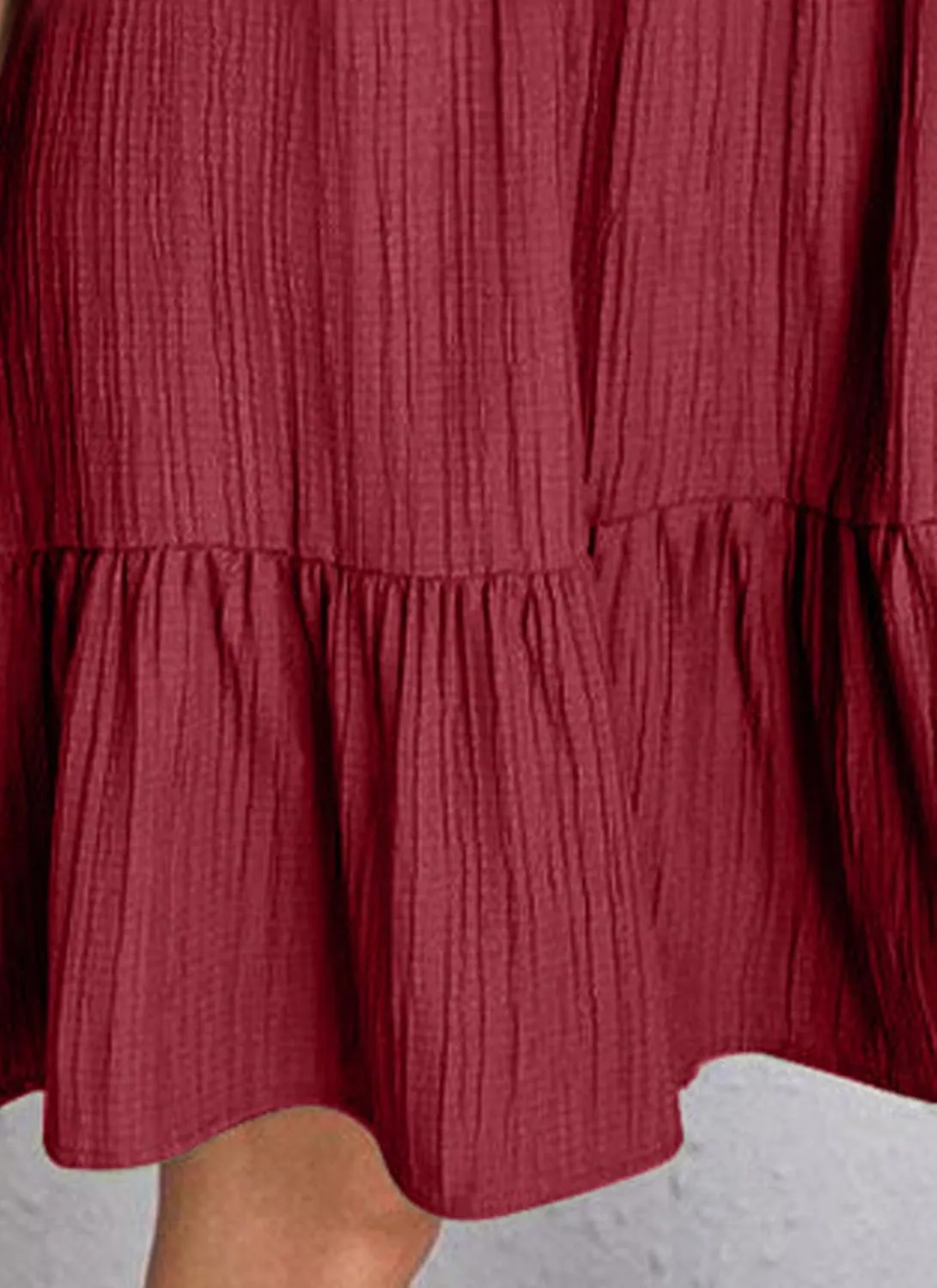 Women's V Neck Short Sleeve Ruffle Hem Mini Dress 2025 Summer Elegant Soft Boho Flowy A-Line Solid Chiffon Tunic Dresses
