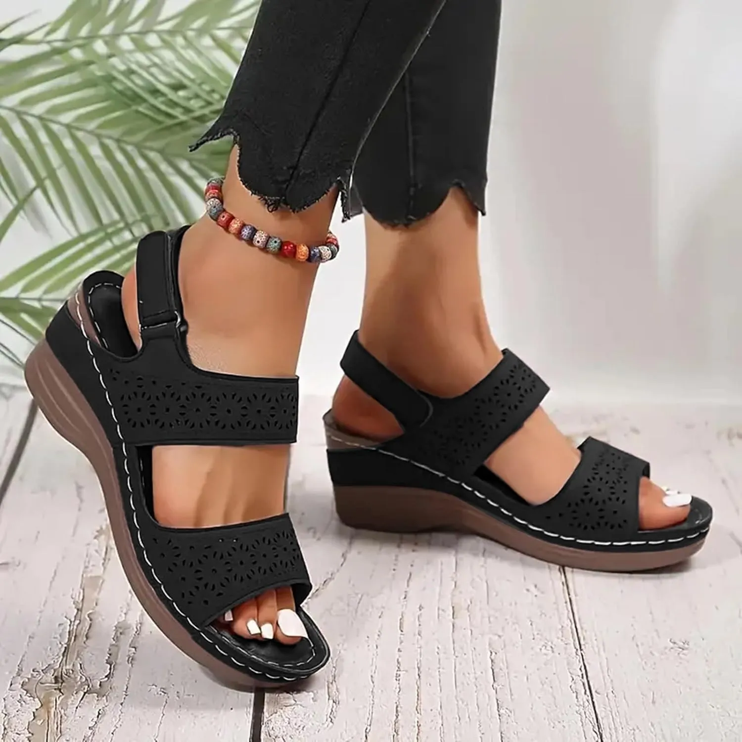 Womens Wedge Sandals Platform, Comfortable Dressy Casual Arch Support Ankle Strap Summer Open Toe Orthopedic Sandals for Women