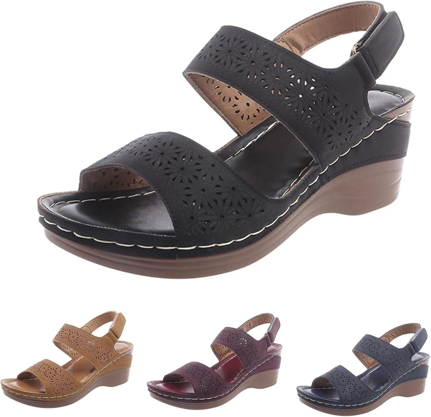 Womens Wedge Sandals Platform, Comfortable Dressy Casual Arch Support Ankle Strap Summer Open Toe Orthopedic Sandals for Women