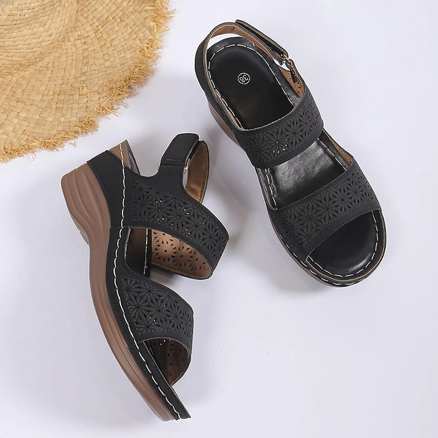 Womens Wedge Sandals Platform, Comfortable Dressy Casual Arch Support Ankle Strap Summer Open Toe Orthopedic Sandals for Women
