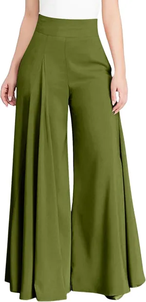 Womens Wide Leg High Waist Wide Leg Pants Casual Pants Comfy Pockets Relaxed Trousers Misses Business Suits