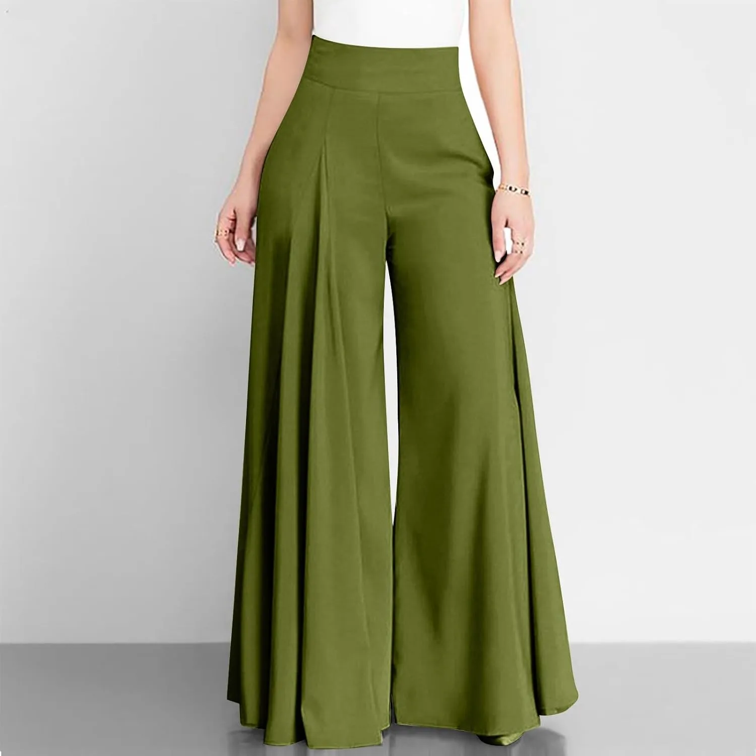 Womens Wide Leg High Waist Wide Leg Pants Casual Pants Comfy Pockets Relaxed Trousers Misses Business Suits