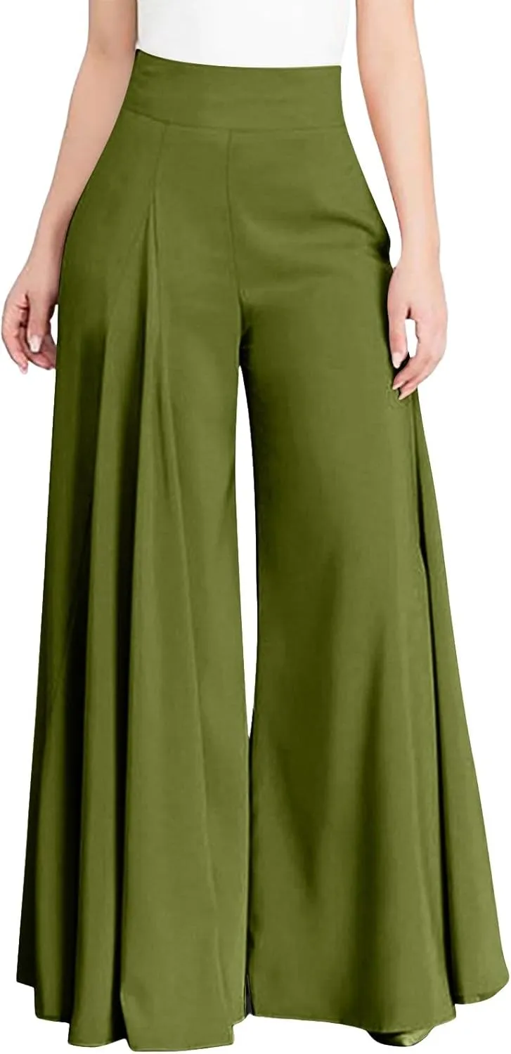 Womens Wide Leg High Waist Wide Leg Pants Casual Pants Comfy Pockets Relaxed Trousers Misses Business Suits