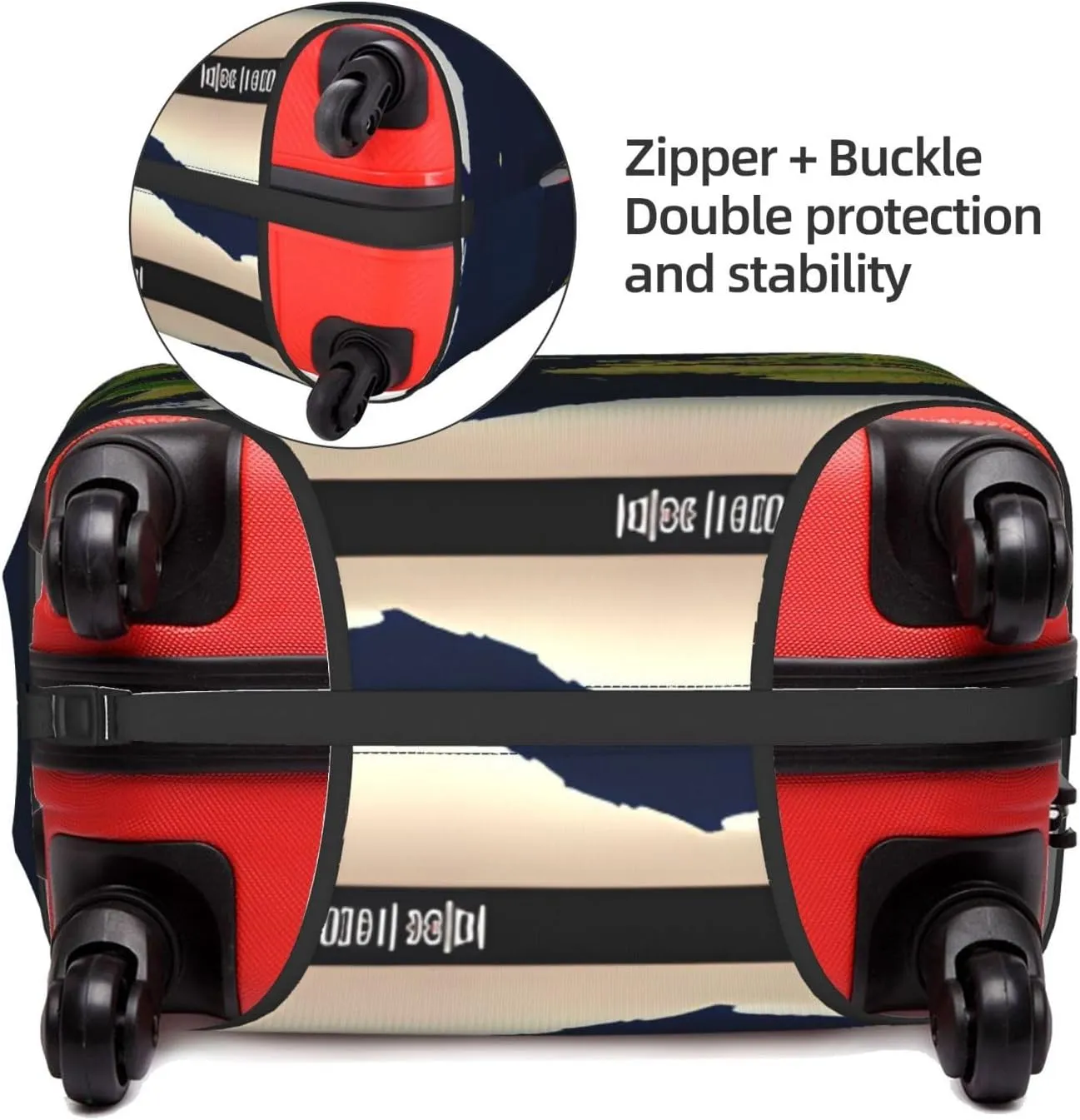 World Map Print Practical Elastic Washable Travel Luggage Cover with Concealed Zipper for Suitcases