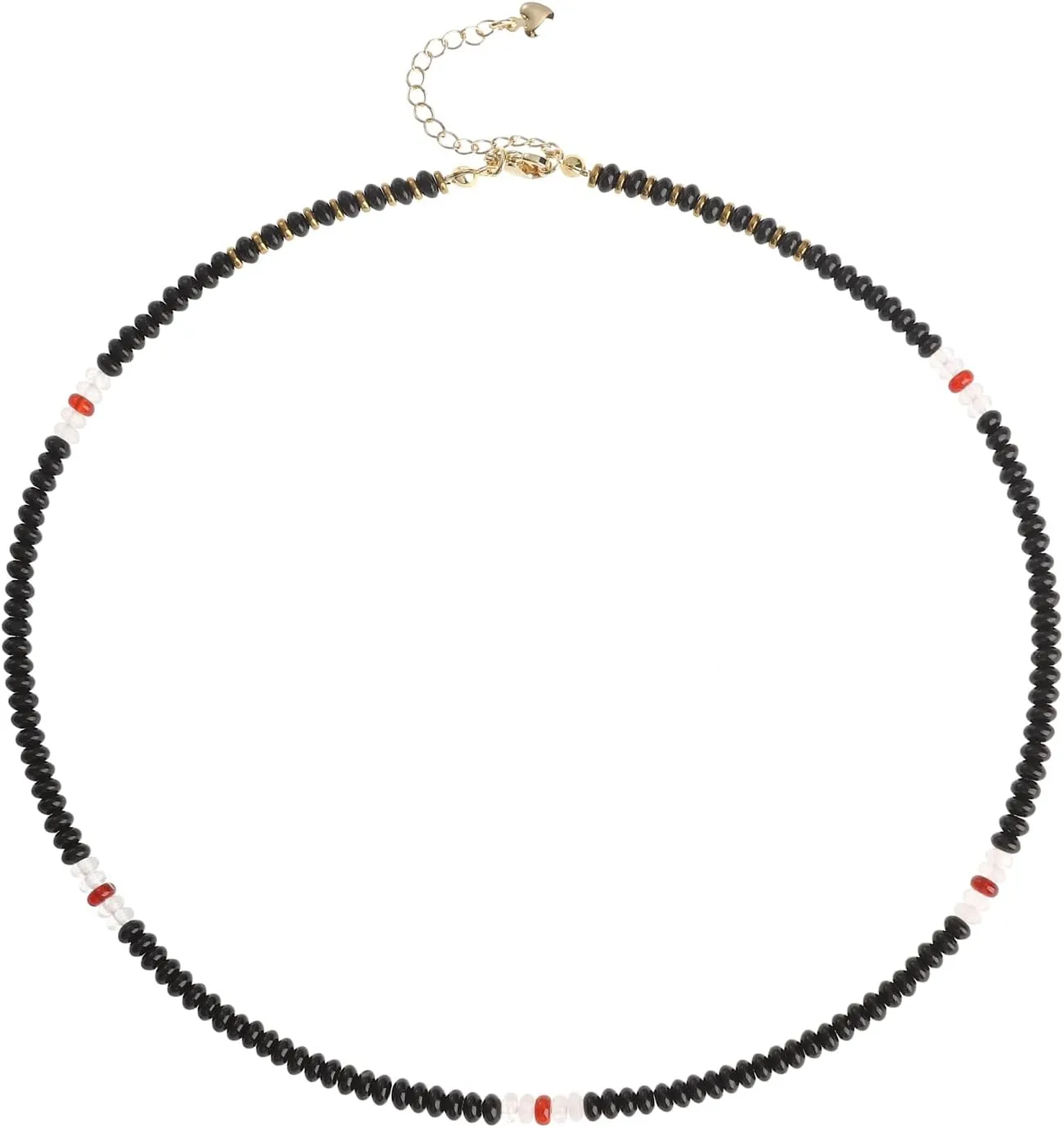 XIJIN Natural Stone Bead Necklace for Women Handmade Boho Multicolor Beaded Choker Necklace Gift for Her