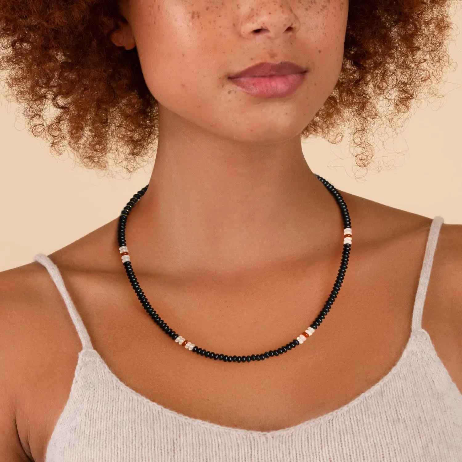 XIJIN Natural Stone Bead Necklace for Women Handmade Boho Multicolor Beaded Choker Necklace Gift for Her