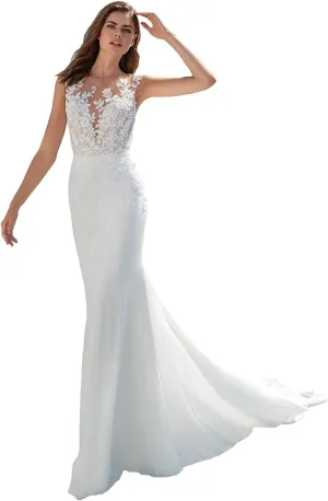 YMSHA Women's Beach Spaghetti Strap Wedding Dresses for Bride 2025 Boho Long Lace Bridal Gowns for Wedding YMS041