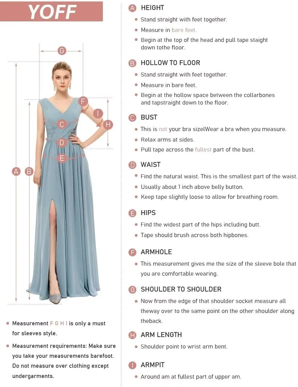 YOFF One Shoulder Bridesmaid Dresses with Slit Long A-line Pleated Chiffon Formal Party Dresses YO037