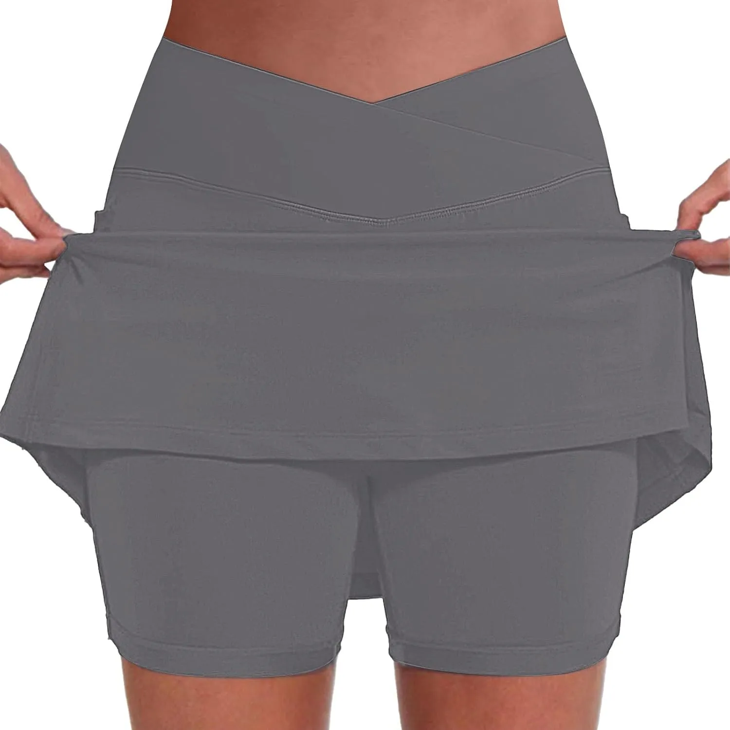 ZYXTIM Golf Skirts for Women with Shorts Crossover High Waisted Athletic Skorts Plus Size Stertch Quick Dry Workout Skirt
