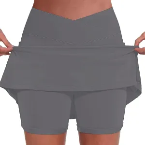 ZYXTIM Golf Skirts for Women with Shorts Crossover High Waisted Athletic Skorts Plus Size Stertch Quick Dry Workout Skirt