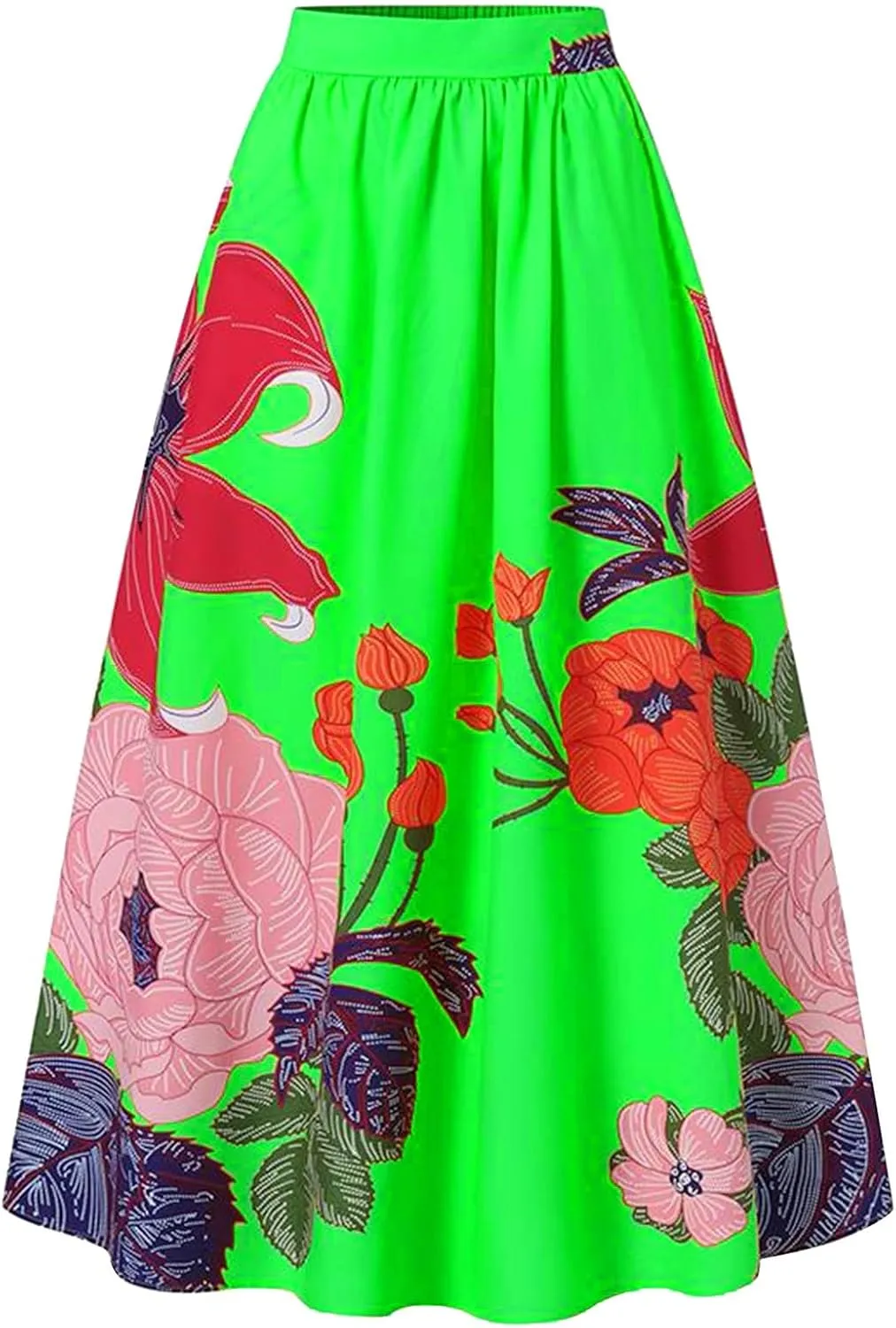ZYXTIM Maxi Skirts for Women Trendy Summer Long Skirts Floral Printed Colorful Fashion Skirt for Party Beach Holiday Travel